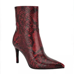 GUESS | Women's Red Snake Stiletto Heel Ankle Dress Booties Size 10M